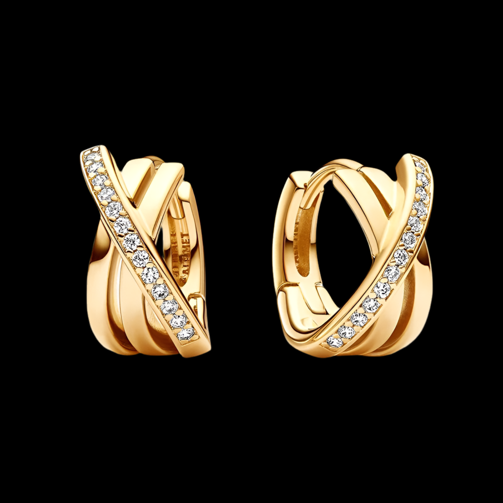 2024 Hot Sale 925 Silver Crossover Pavé Hoop Earrings Women Jewelry Luxury Gift Original Design Fashion Jewelry New in