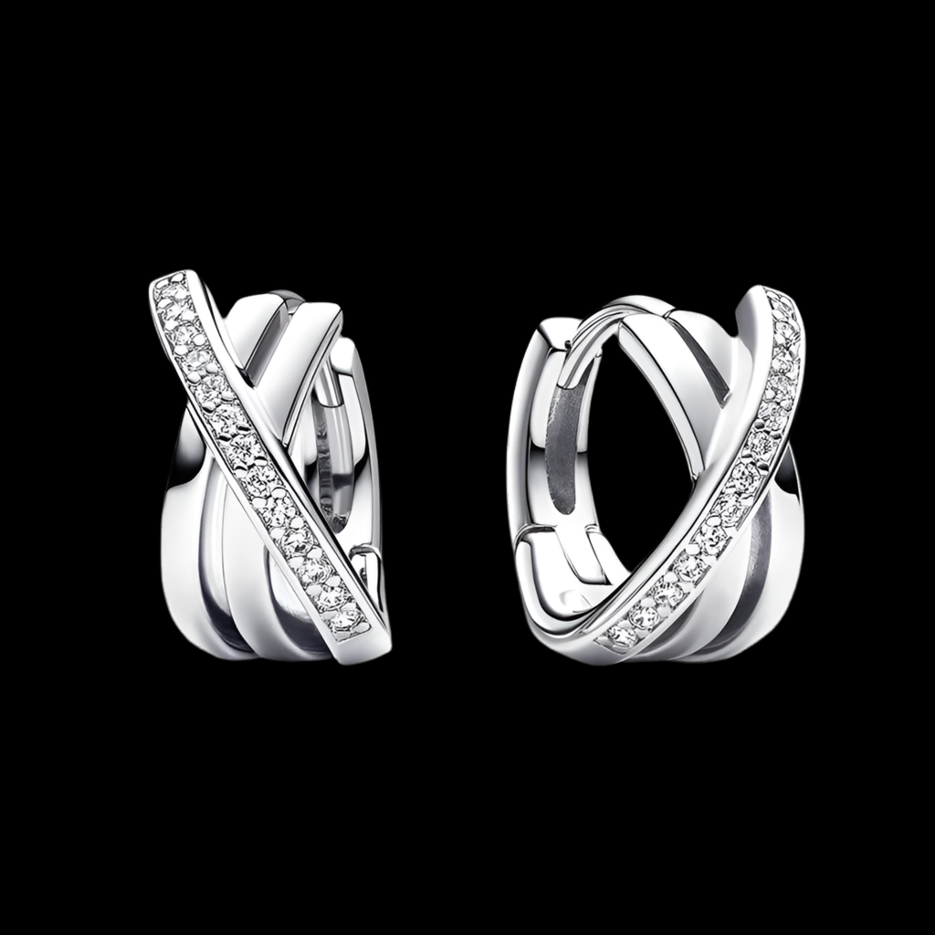 2024 Hot Sale 925 Silver Crossover Pavé Hoop Earrings Women Jewelry Luxury Gift Original Design Fashion Jewelry New in