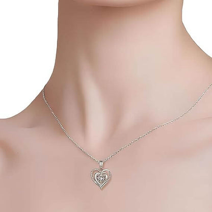 Collana Donna Cuore con Pietra Bianca - Argento 925