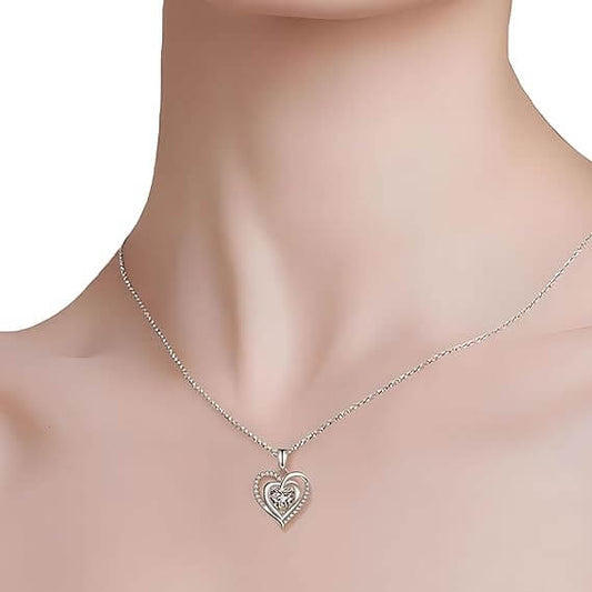 Collana Donna Cuore con Pietra Bianca - Argento 925