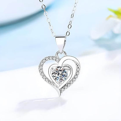 Collana Donna Cuore con Pietra Bianca - Argento 925