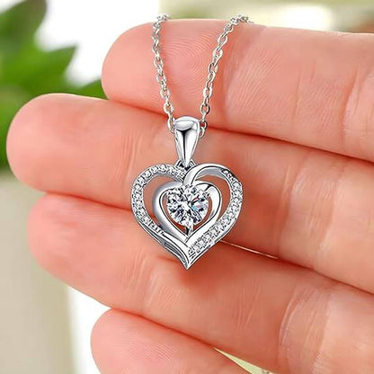 Collana Donna Cuore con Pietra Bianca - Argento 925