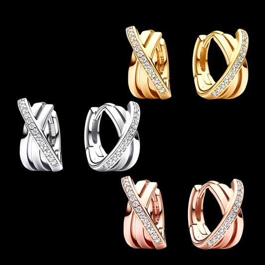 2024 Hot Sale 925 Silver Crossover Pavé Hoop Earrings Women Jewelry Luxury Gift Original Design Fashion Jewelry New in