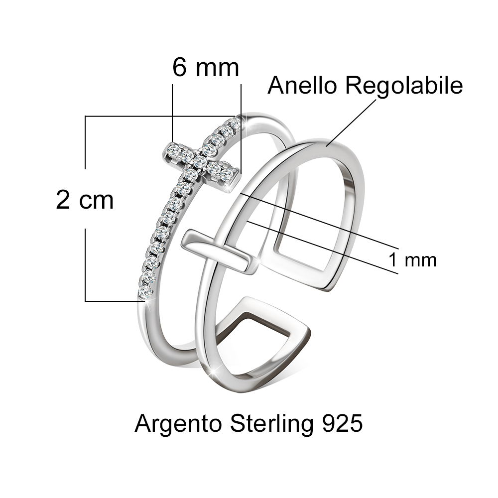 Anello da Donna in Argento Sterling 925 - Croce